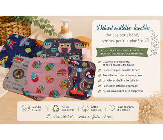 Débarbouillette lavable bébé : douce, réutilisable et indispensable au quotidien