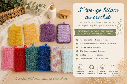 Éponge biface lavable au crochet : le guide complet pour une cuisine zéro déchet