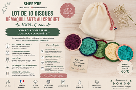 Disques Démaquillants au Crochet Lavables : l'alternative zéro déchet aux cotons jetables | Sheep'iie