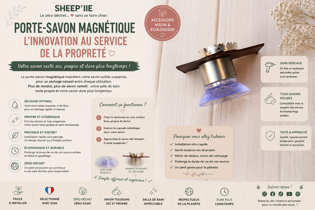 Porte-Savon Magnétique : l'accessoire indispensable pour faire durer vos savons solides | Sheep'iie