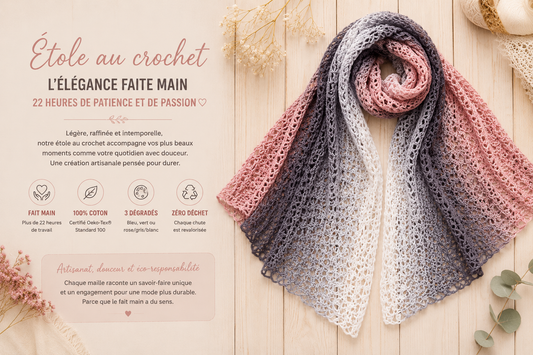 Étole au crochet faite main : élégance, artisanat et savoir-faire français | Sheep'iie
