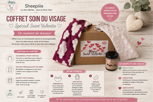 Coffret soin du visage naturel : bandeau, gant démaquillant et argile
