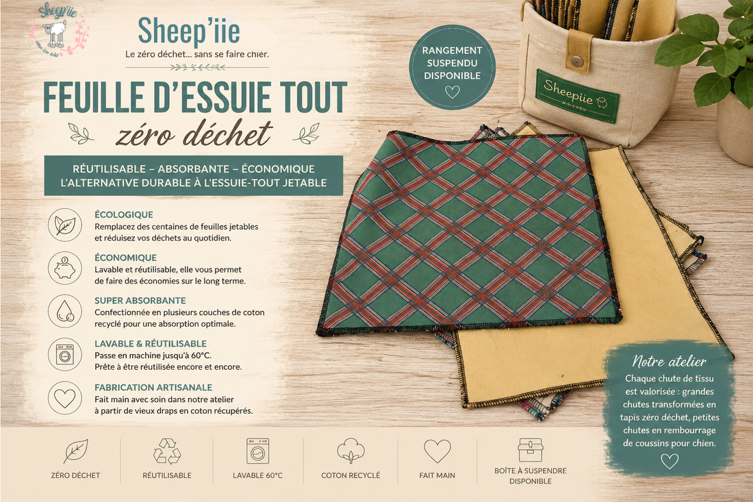 Essuie-tout lavable zéro déchet : l'alternative écologique et économique
