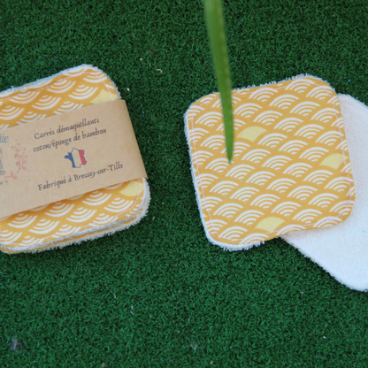 Carrés démaquillants coton/éponge de bambou